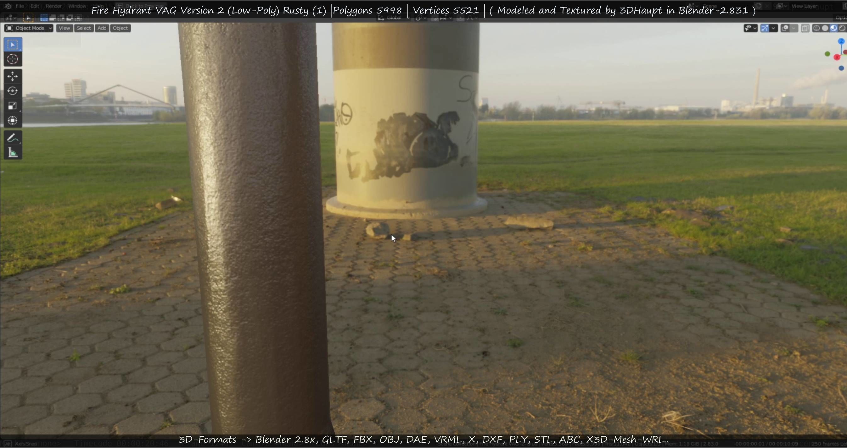  Blue Fire Hydrant VAG - Version 2 - Rusty 1 Low-poly 3D model_123