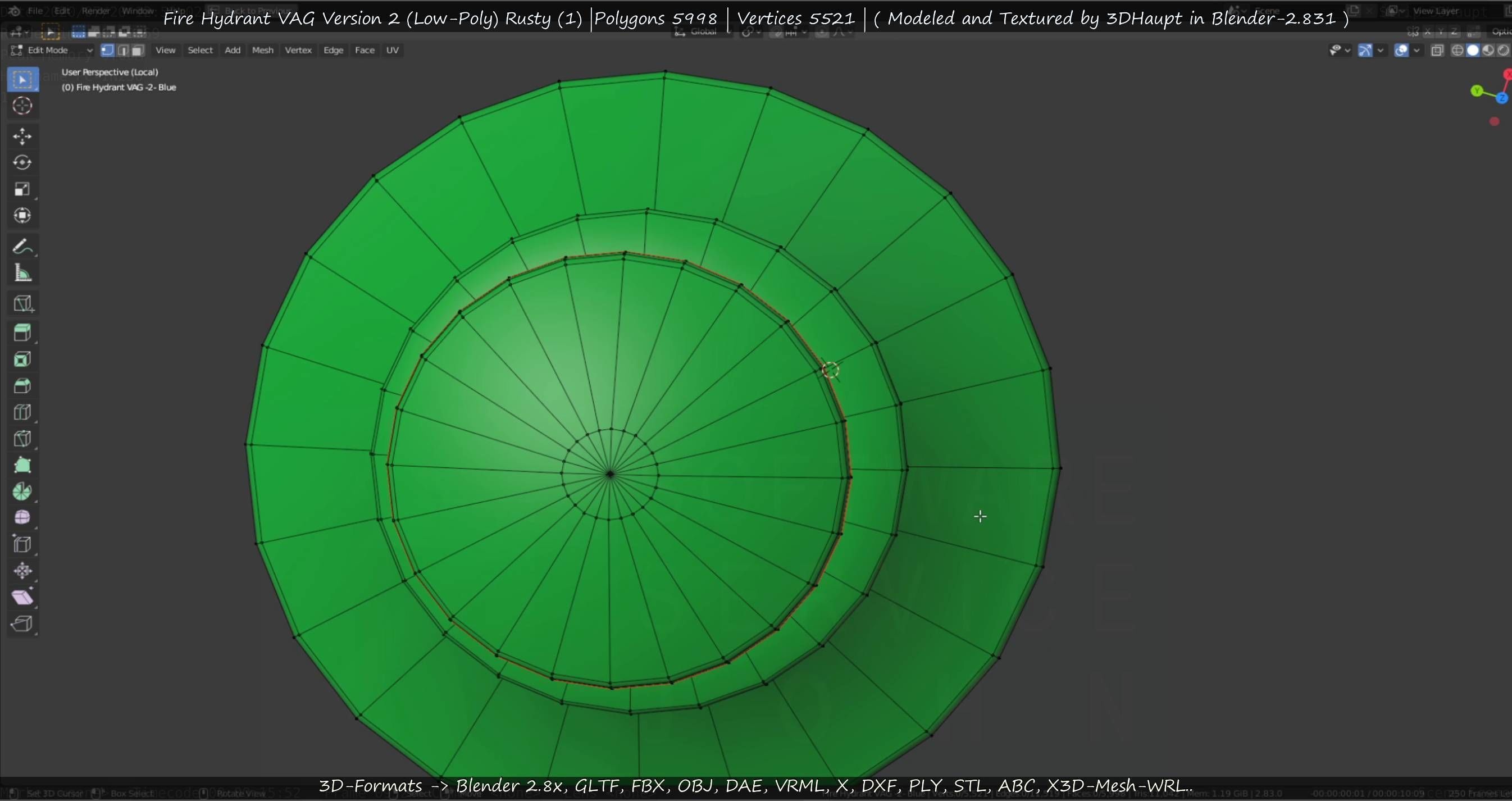  Blue Fire Hydrant VAG - Version 2 - Rusty 1 Low-poly 3D model_34