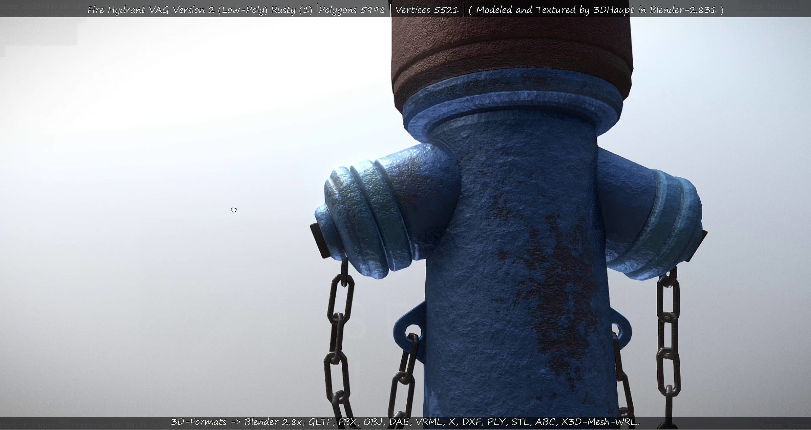  Blue Fire Hydrant VAG - Version 2 - Rusty 1 Low-poly 3D model_141