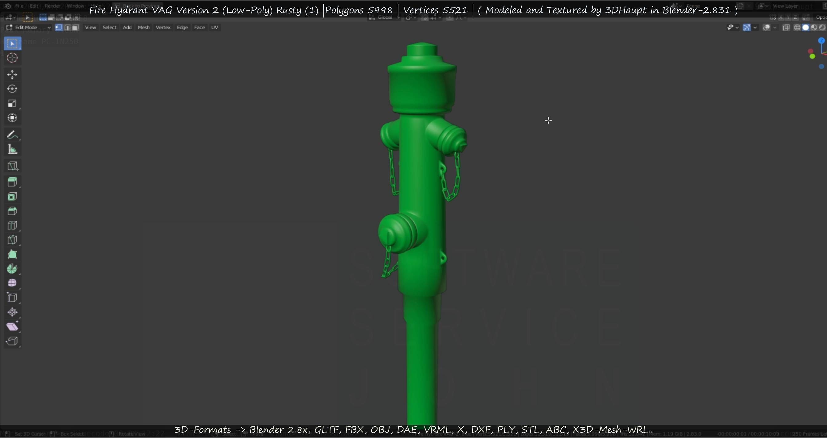  Blue Fire Hydrant VAG - Version 2 - Rusty 1 Low-poly 3D model_95