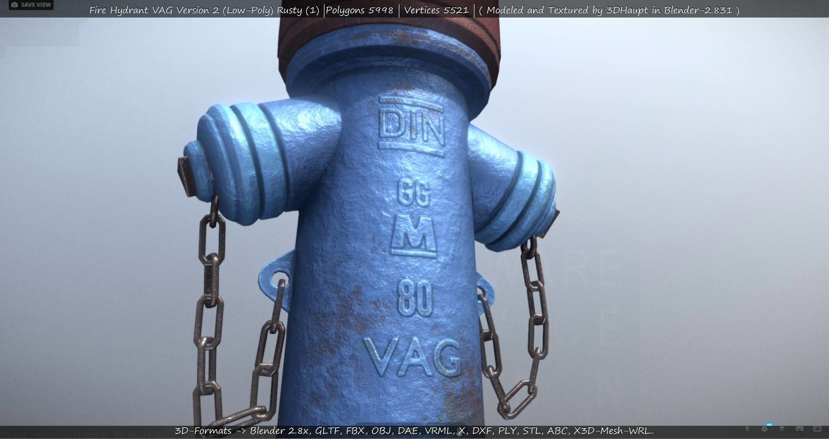 Blue Fire Hydrant VAG - Version 2 - Rusty 1 Low-poly 3D model_132