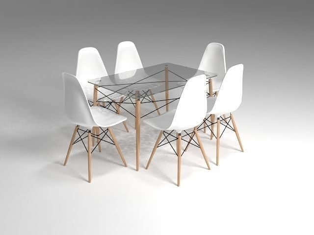 Milano set eames dining table and chairs 3D model