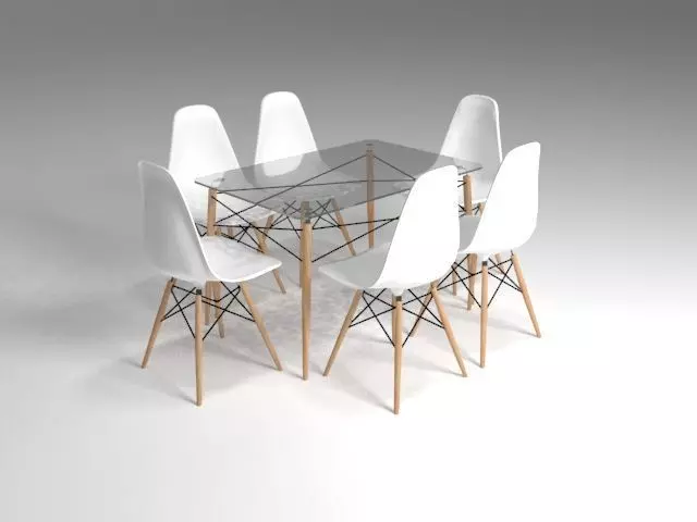 Milano set eames dining table and chairs 3D model