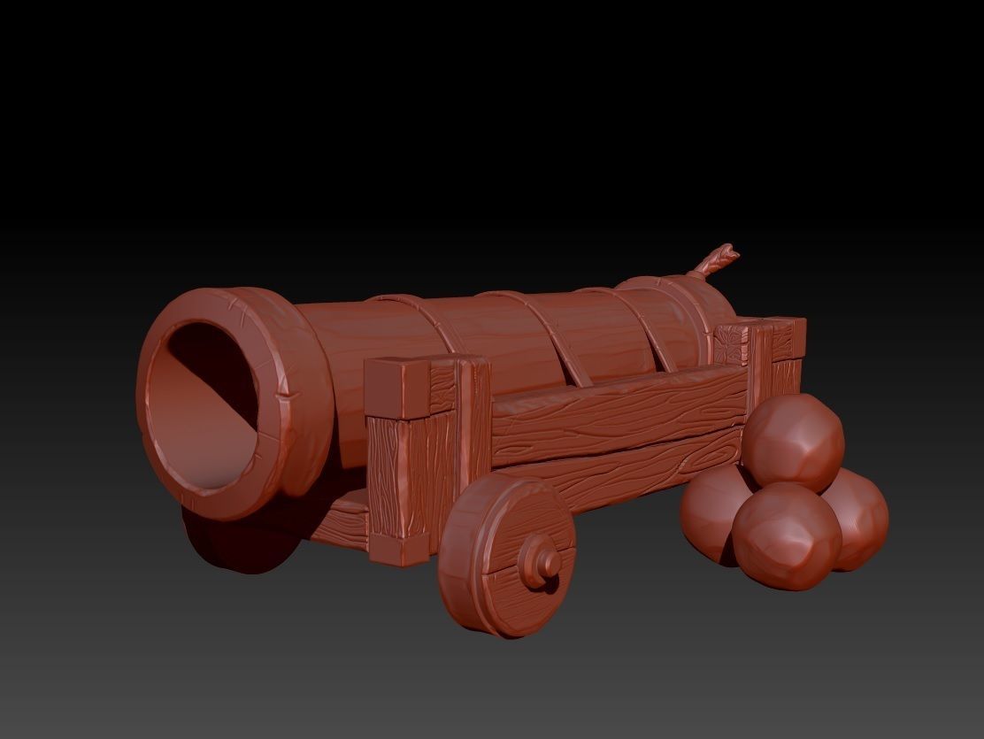 Stylized LowPoly Cannon  Low-poly 3D model_3