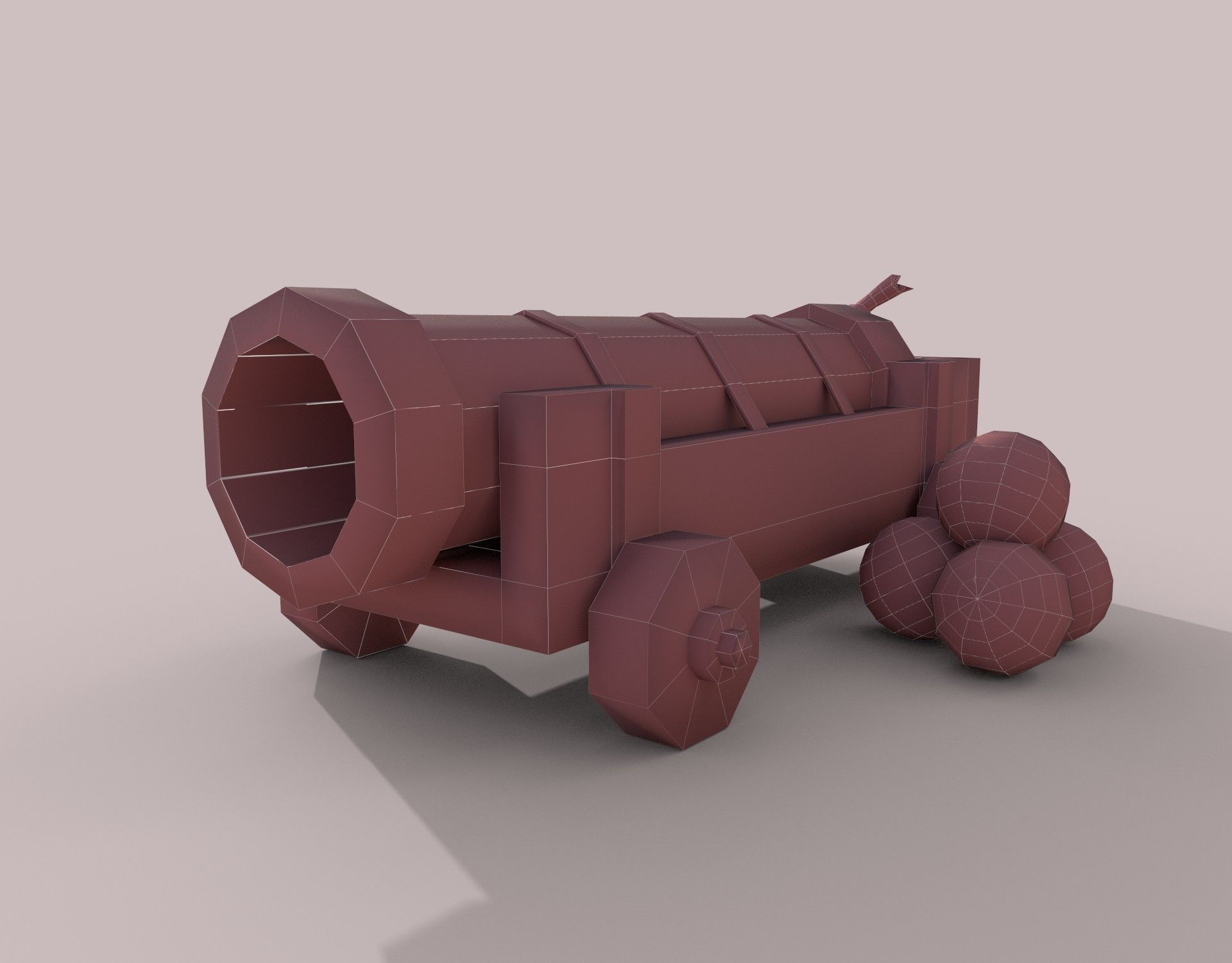 Stylized LowPoly Cannon  Low-poly 3D model_2