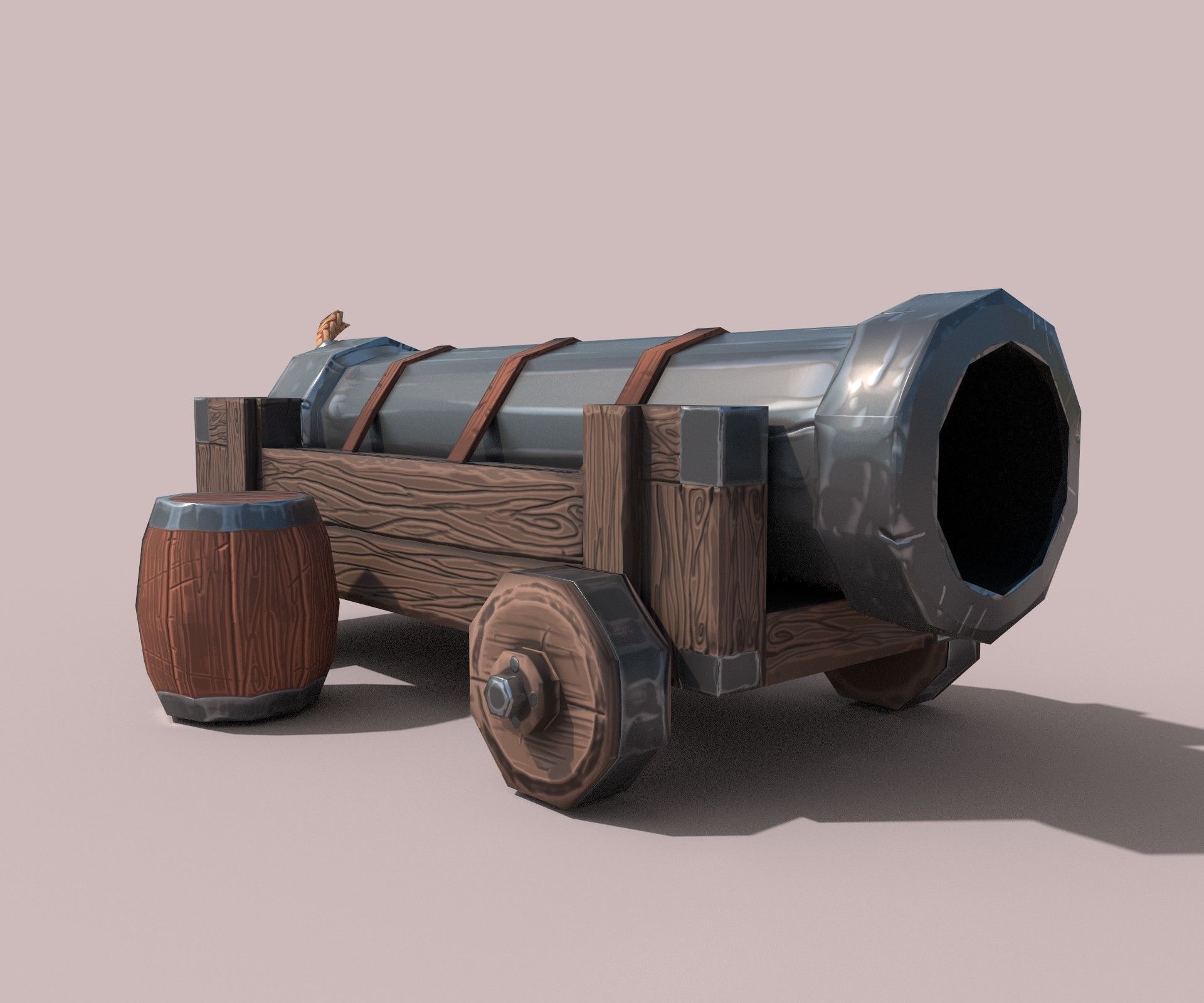Stylized LowPoly Cannon  Low-poly 3D model_1