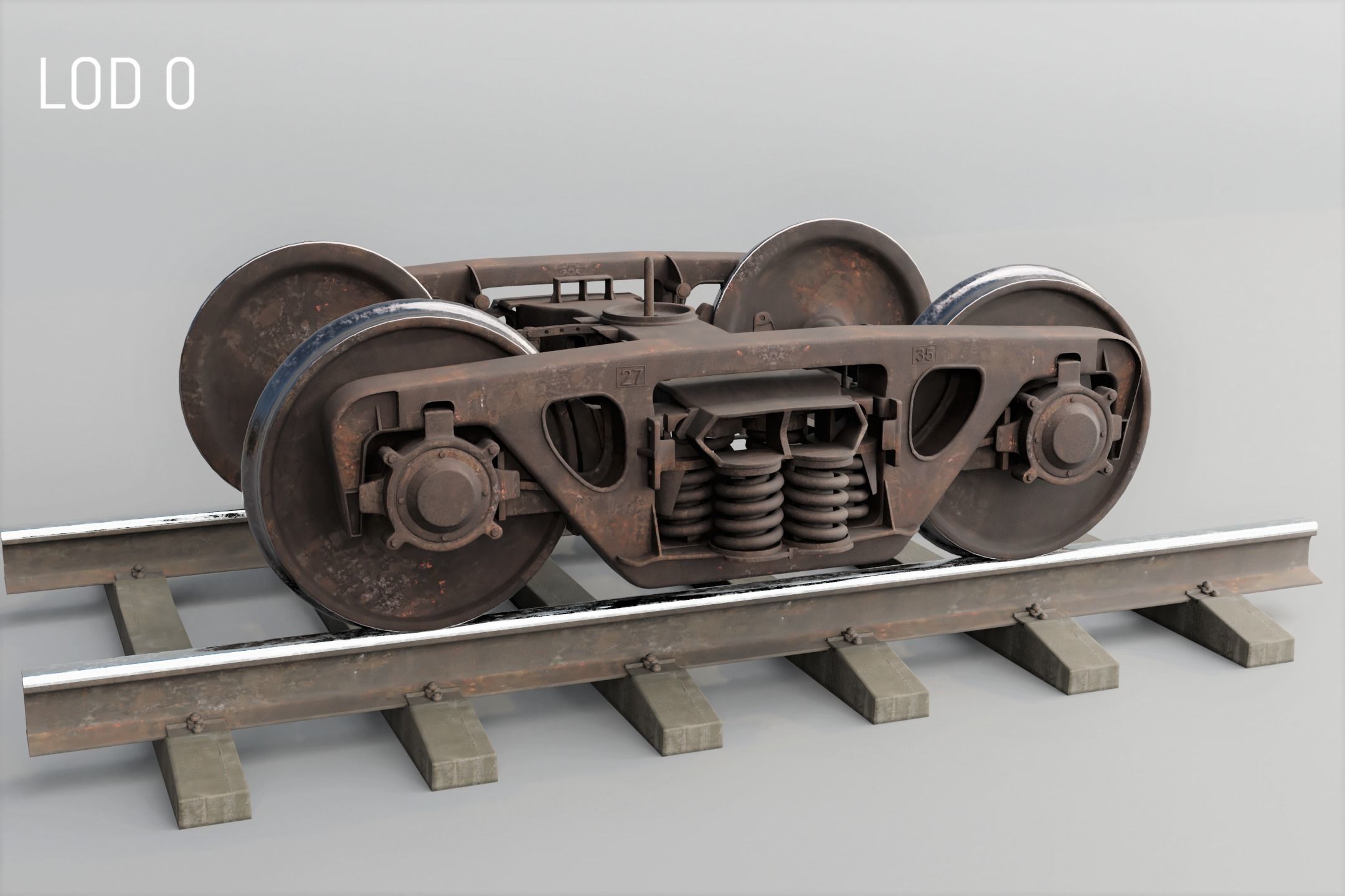 Railway Freight Bogie 18-100 Game ready Low-poly 3D model_11