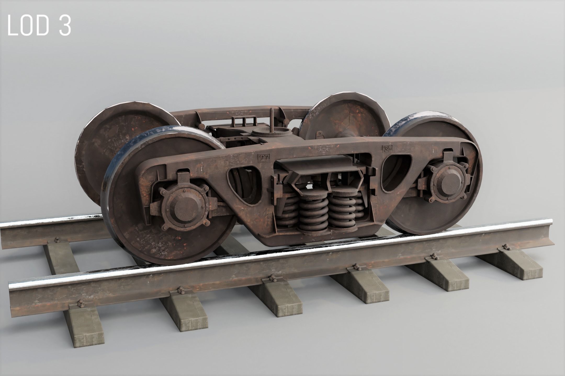 Railway Freight Bogie 18-100 Game ready Low-poly 3D model_14