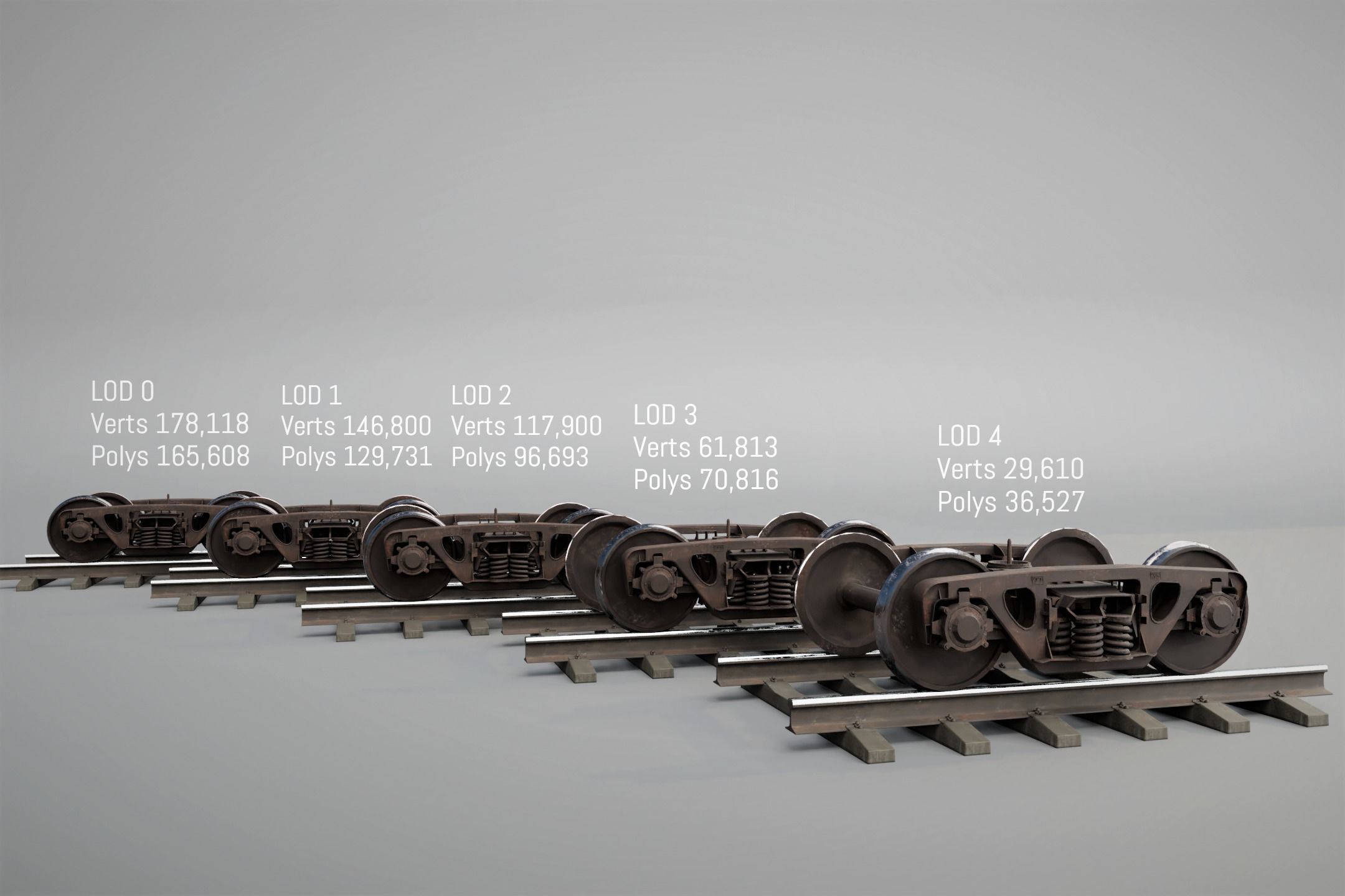 Railway Freight Bogie 18-100 Game ready Low-poly 3D model_1