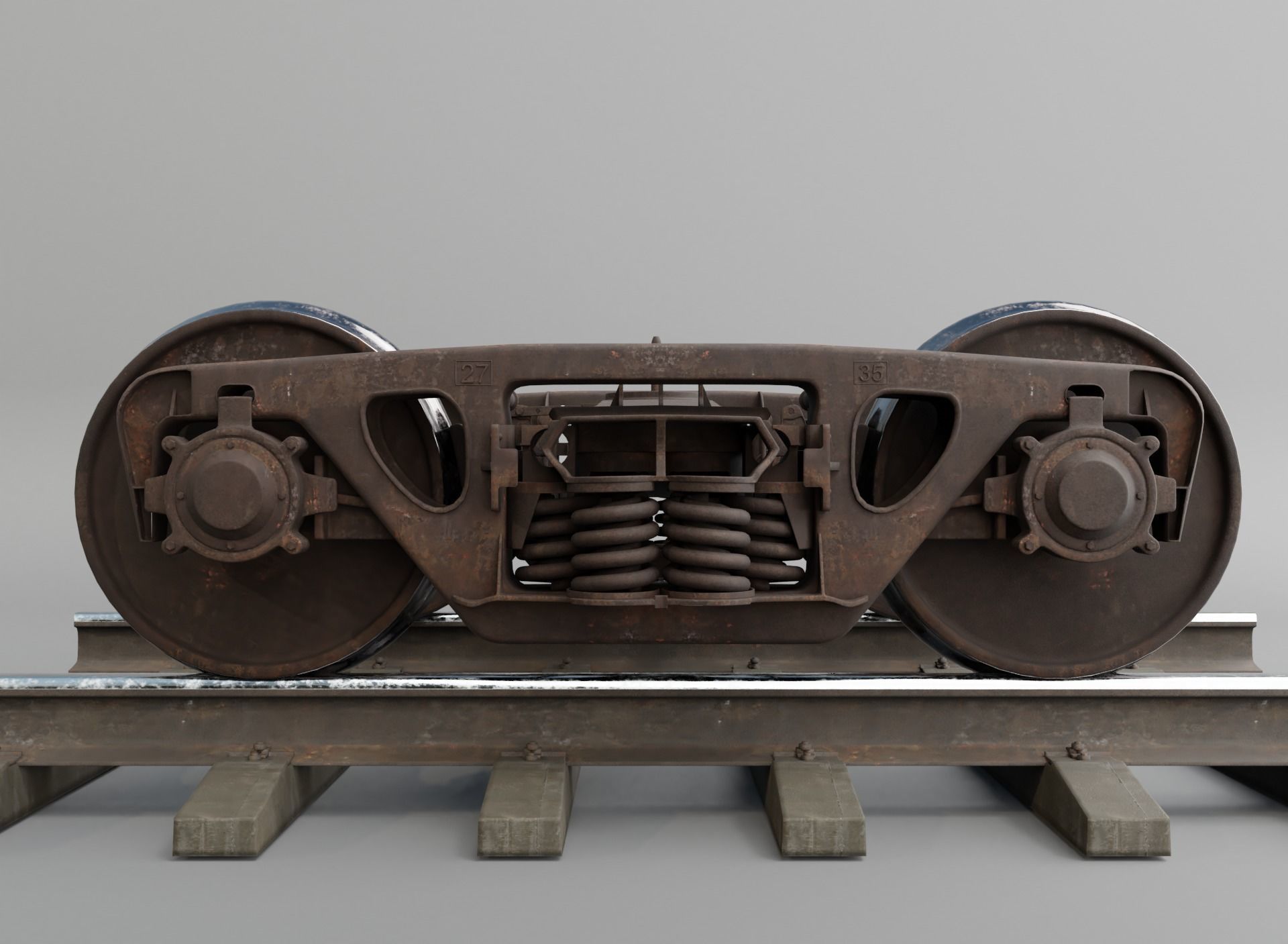 Railway Freight Bogie 18-100 Game ready Low-poly 3D model_5