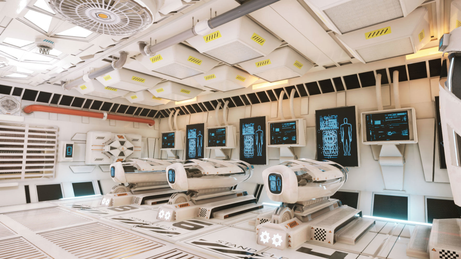 Sci-fi Lab Research Facility Environment Kitbash Low-poly 3D model_19