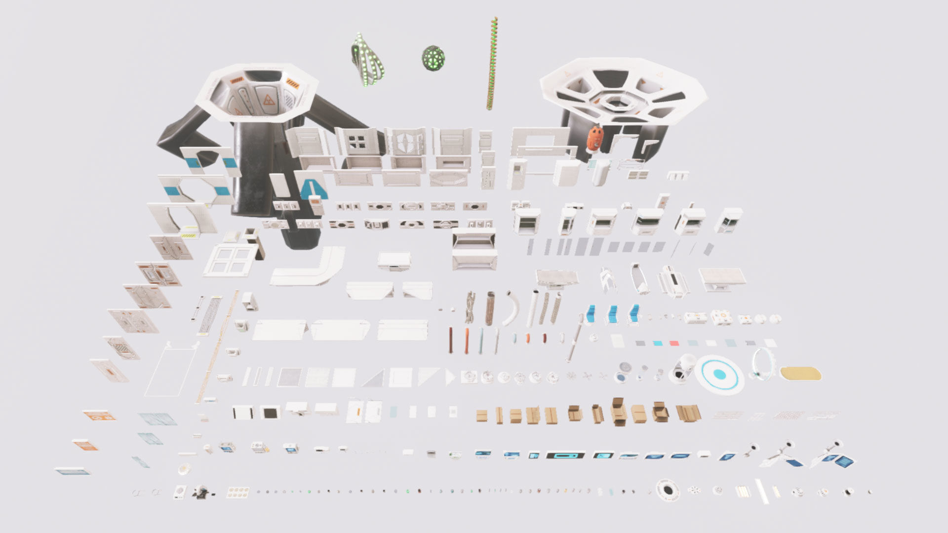 Sci-fi Lab Research Facility Environment Kitbash Low-poly 3D model_6