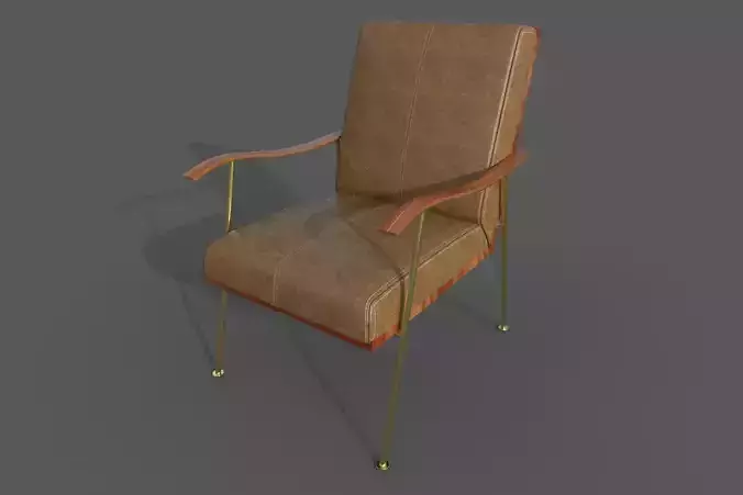 Chair-23 leather chair with metal legs