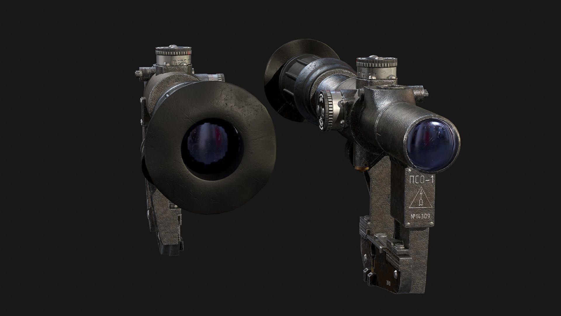 Optical Sniper Sight PSO-1 Low-poly 3D model_11