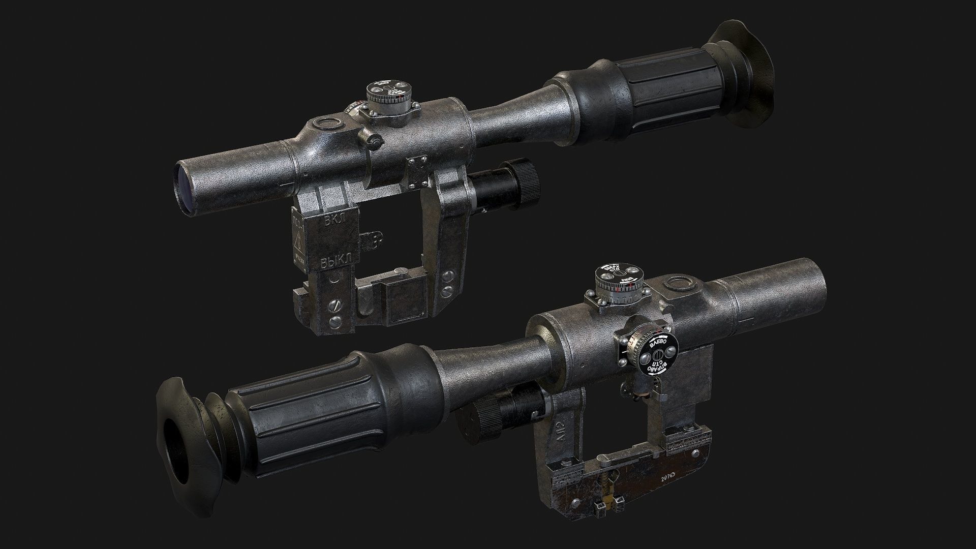 Optical Sniper Sight PSO-1 Low-poly 3D model_5