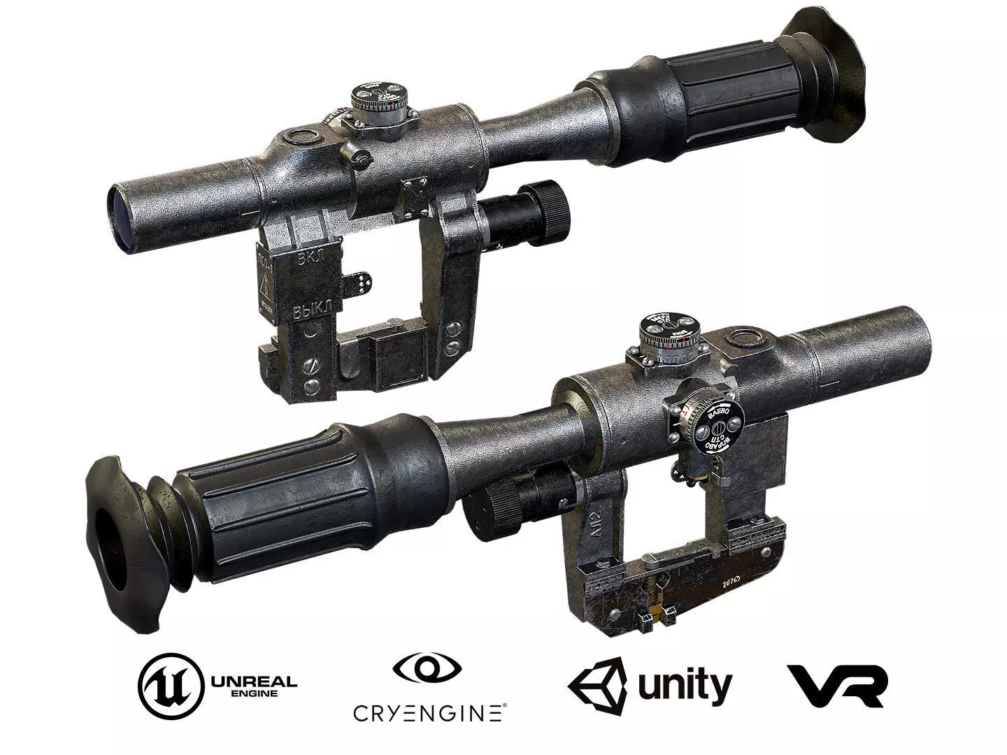 Optical Sniper Sight PSO-1 Low-poly 3D model_0