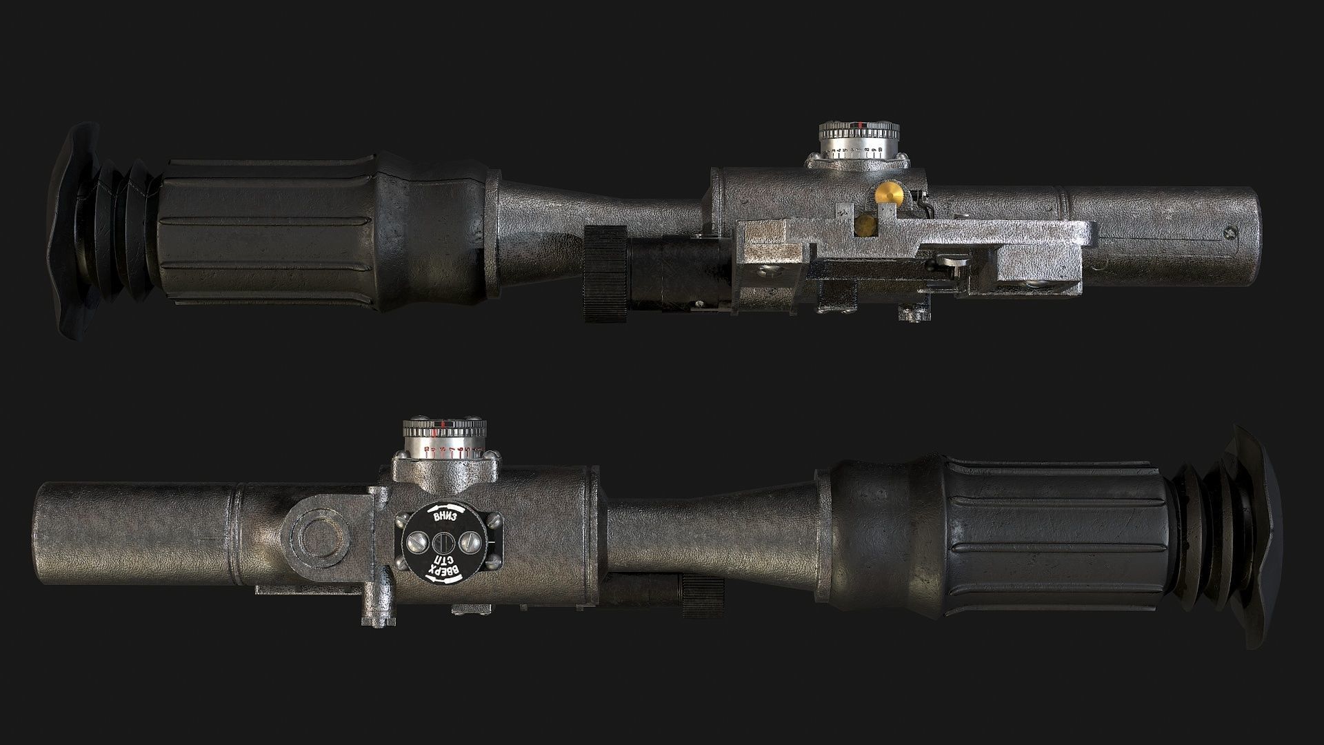Optical Sniper Sight PSO-1 Low-poly 3D model_10