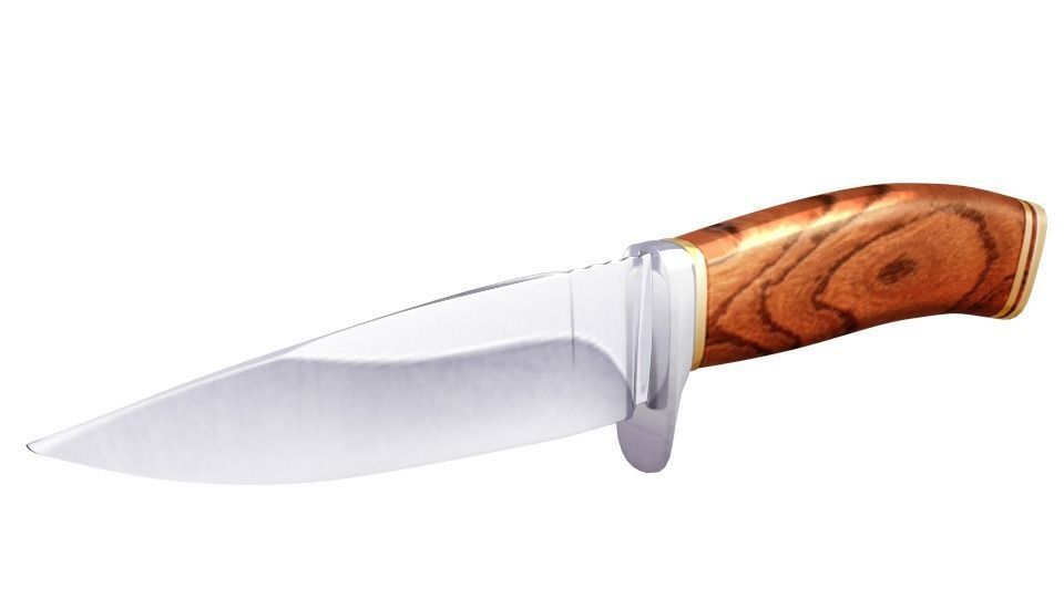 Knife low-poly hunting with wood handle Low-poly 3D model_0