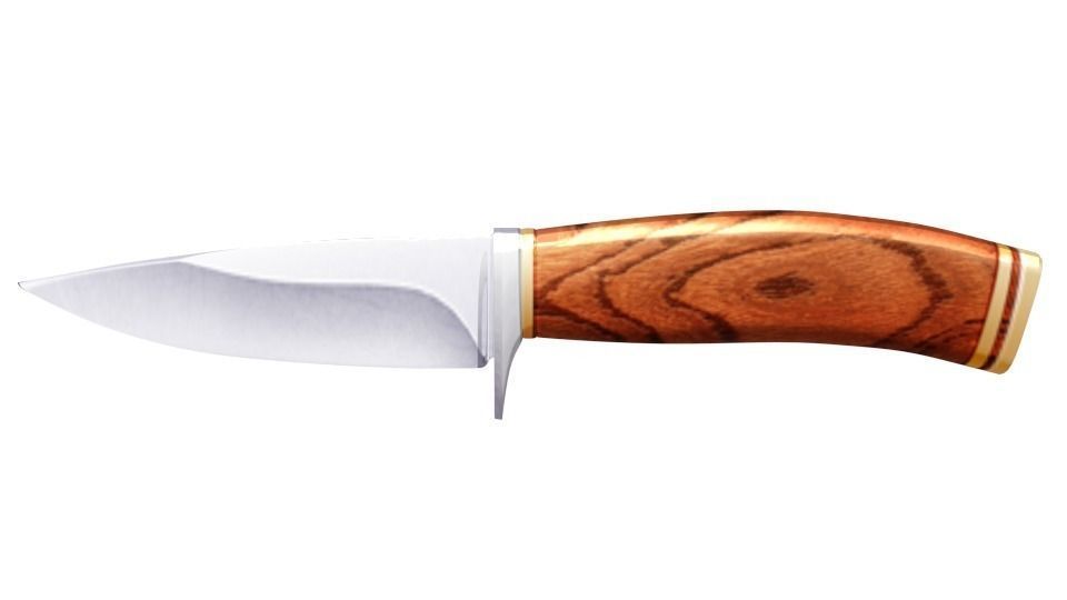 Knife low-poly hunting with wood handle Low-poly 3D model_1