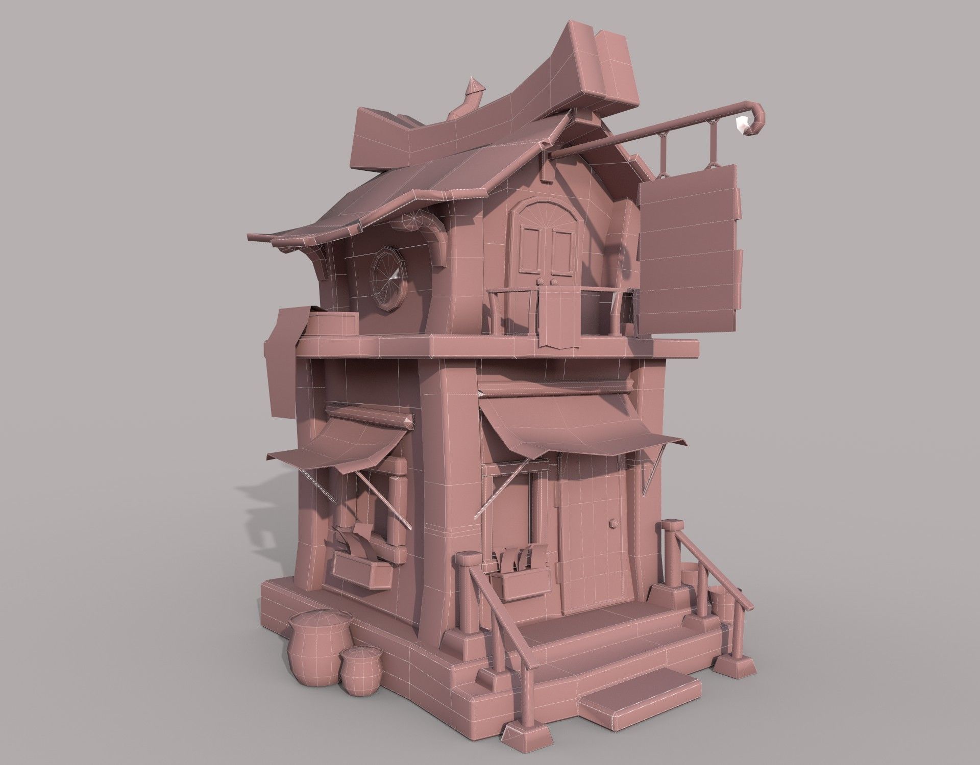 LowPoly Stylized Large House Low-poly 3D model_3