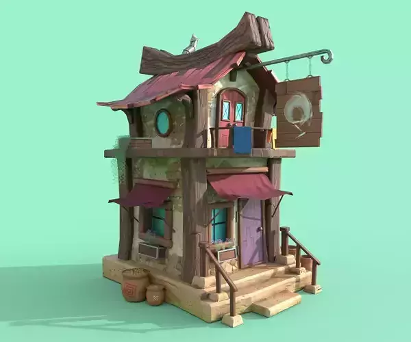 LowPoly Stylized Large House Low-poly 3D model