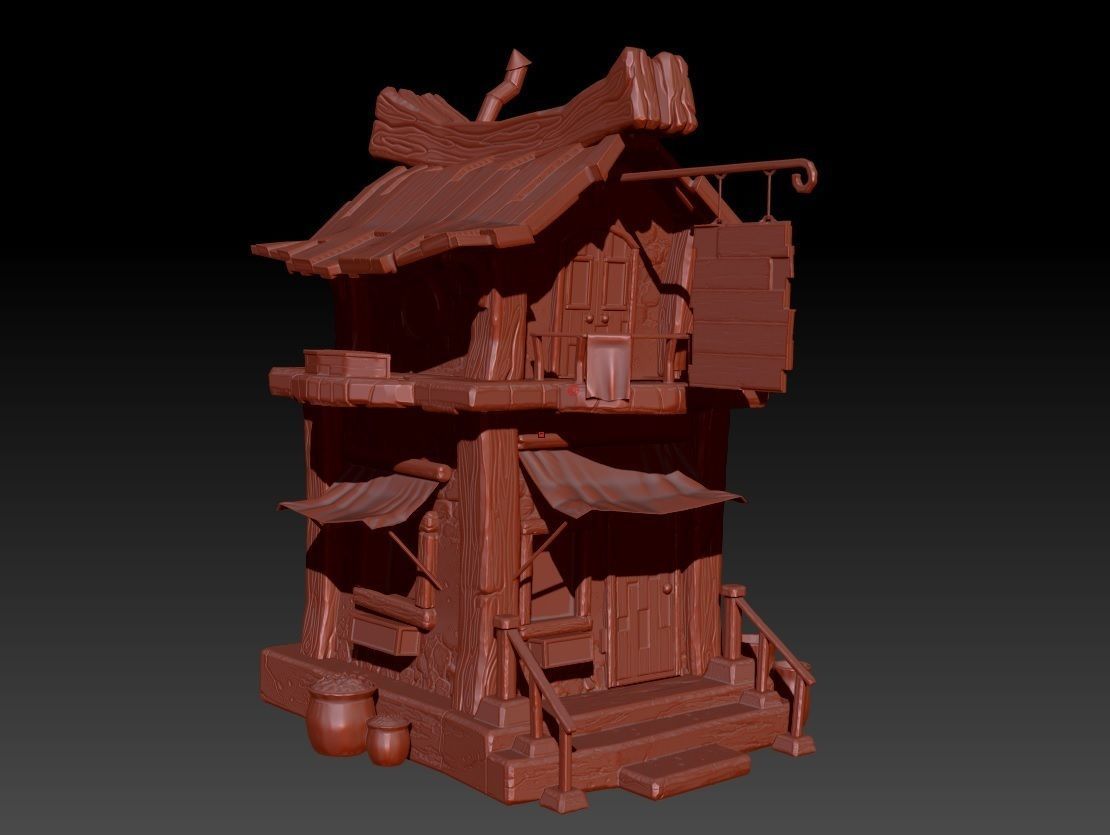 LowPoly Stylized Large House Low-poly 3D model_4