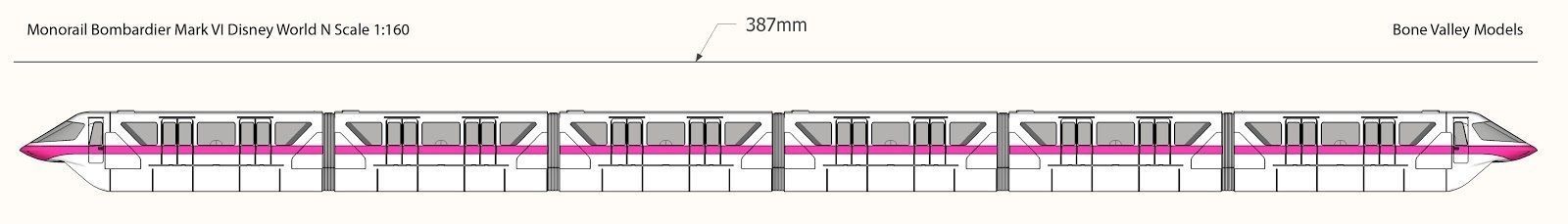 Monorail Bombardier Mark VI Cab and Cars N 1-160 Disney World 3D print model_2