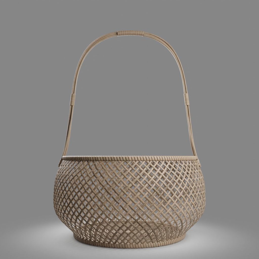 Woven Basket 9 with PBR texture 3D model_6