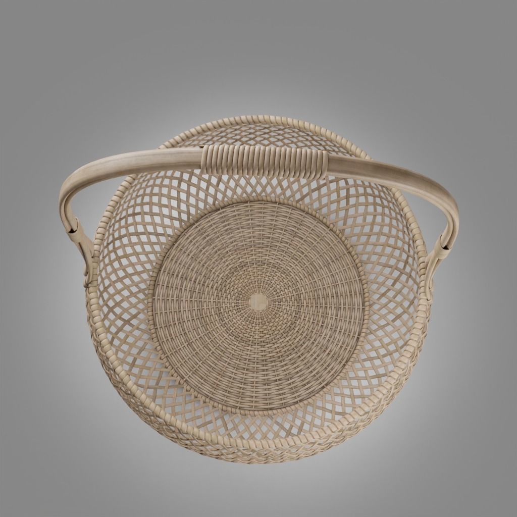 Woven Basket 9 with PBR texture 3D model_5
