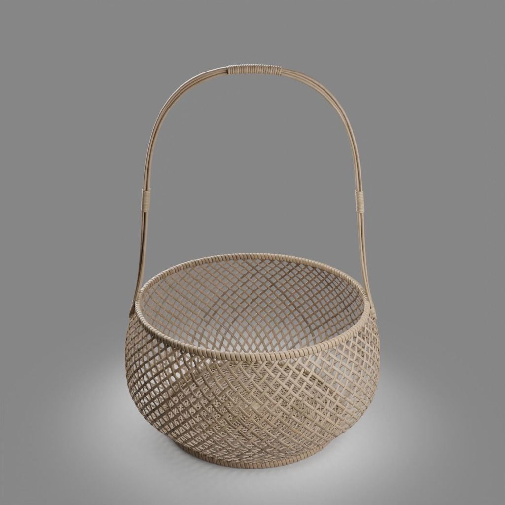 Woven Basket 9 with PBR texture 3D model_4