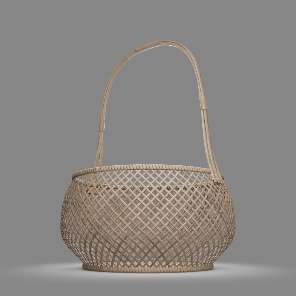 Woven Basket 9 with PBR texture 3D model_8