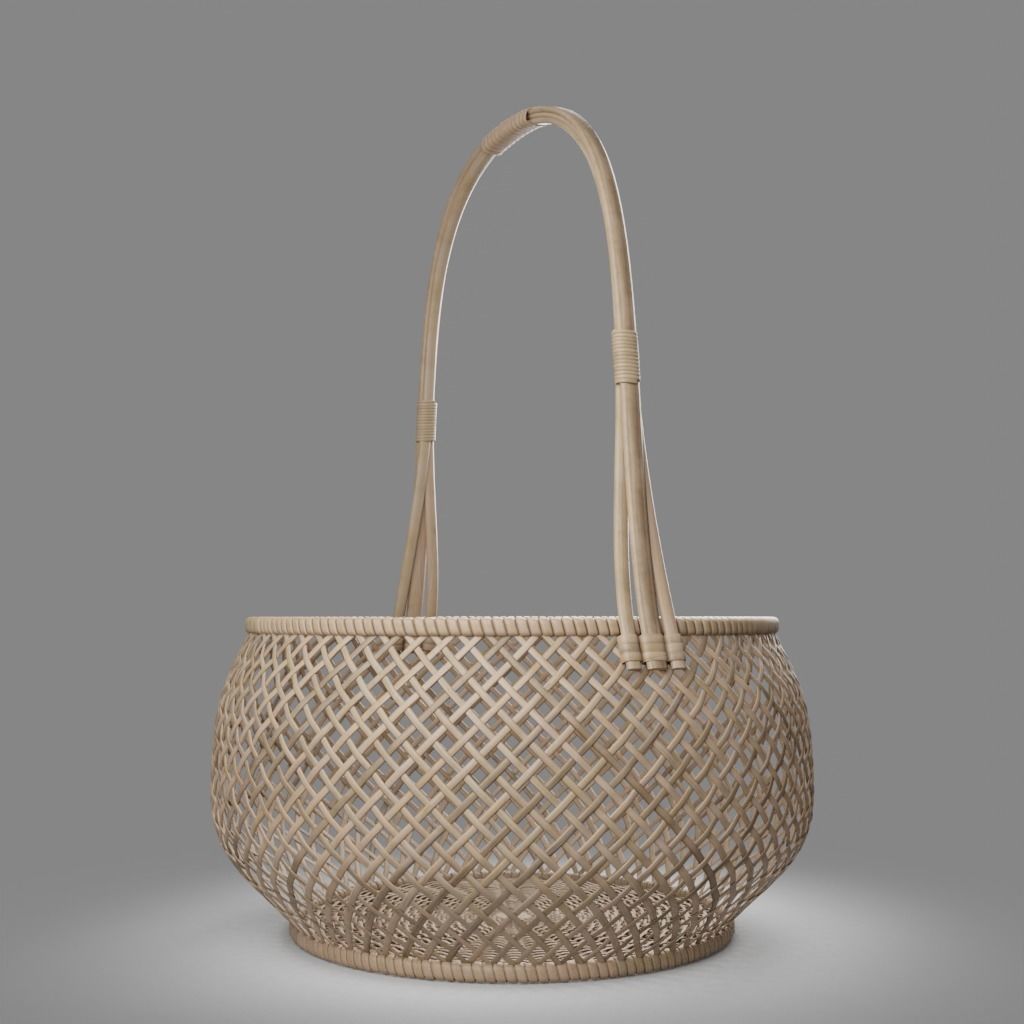 Woven Basket 9 with PBR texture 3D model_7