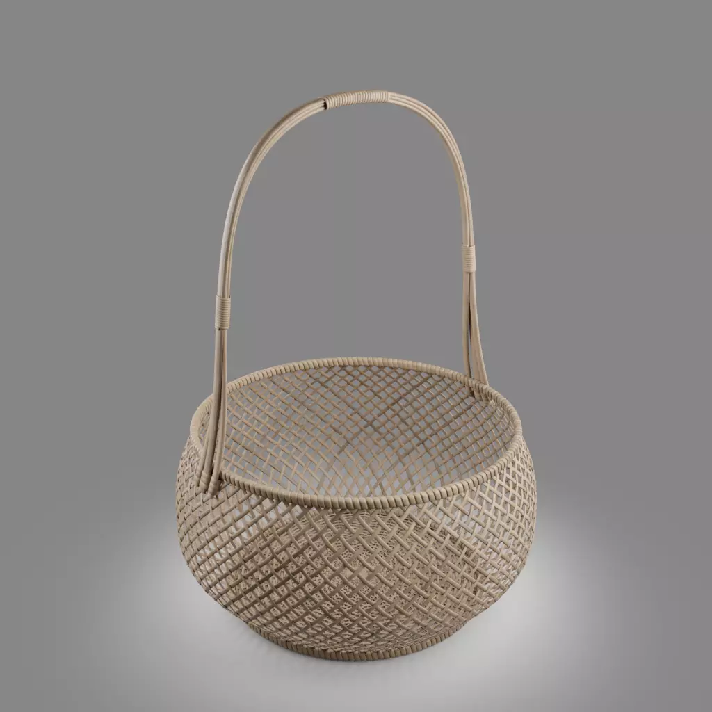 Woven Basket 9 with PBR texture 3D model_0