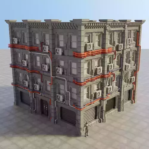 Cyberpunk Piped Building 3D model