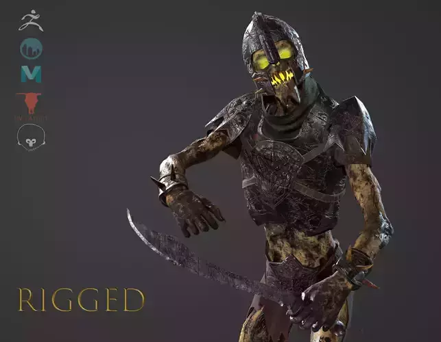 Skeleton soldier 1 RIGGED Low-poly 3D model