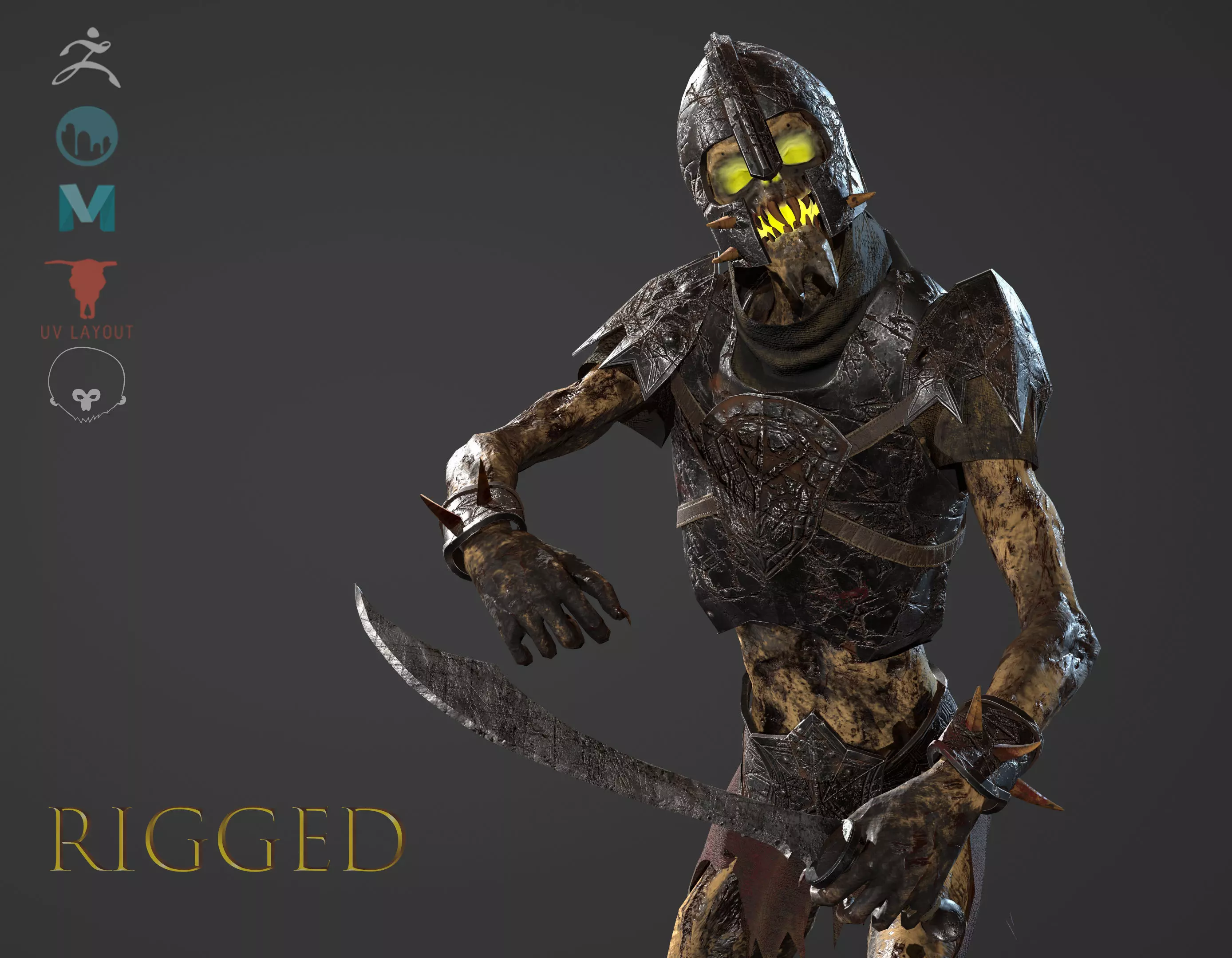 Skeleton soldier 1 RIGGED Low-poly 3D model_0