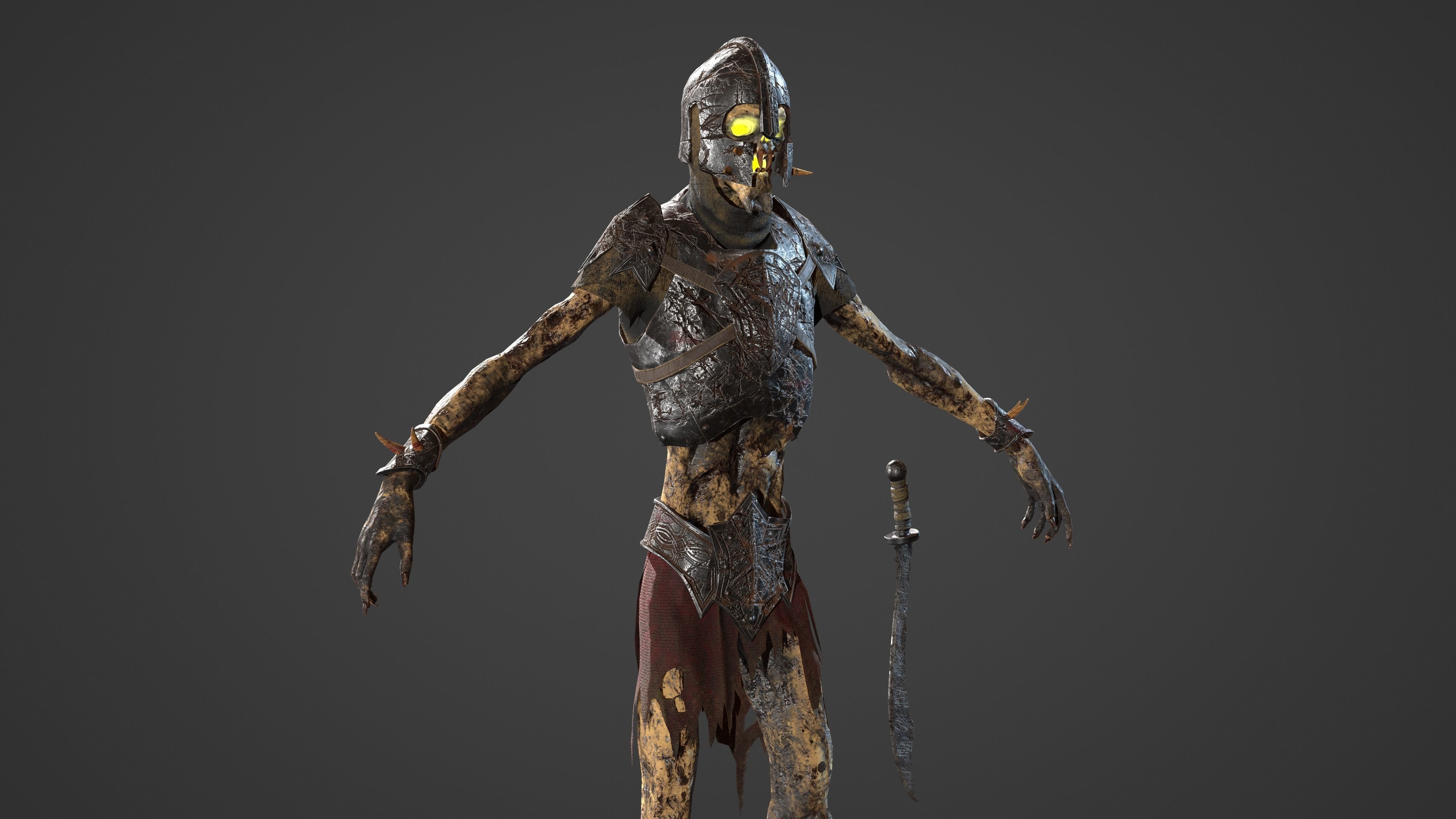 Skeleton soldier 1 RIGGED Low-poly 3D model_14