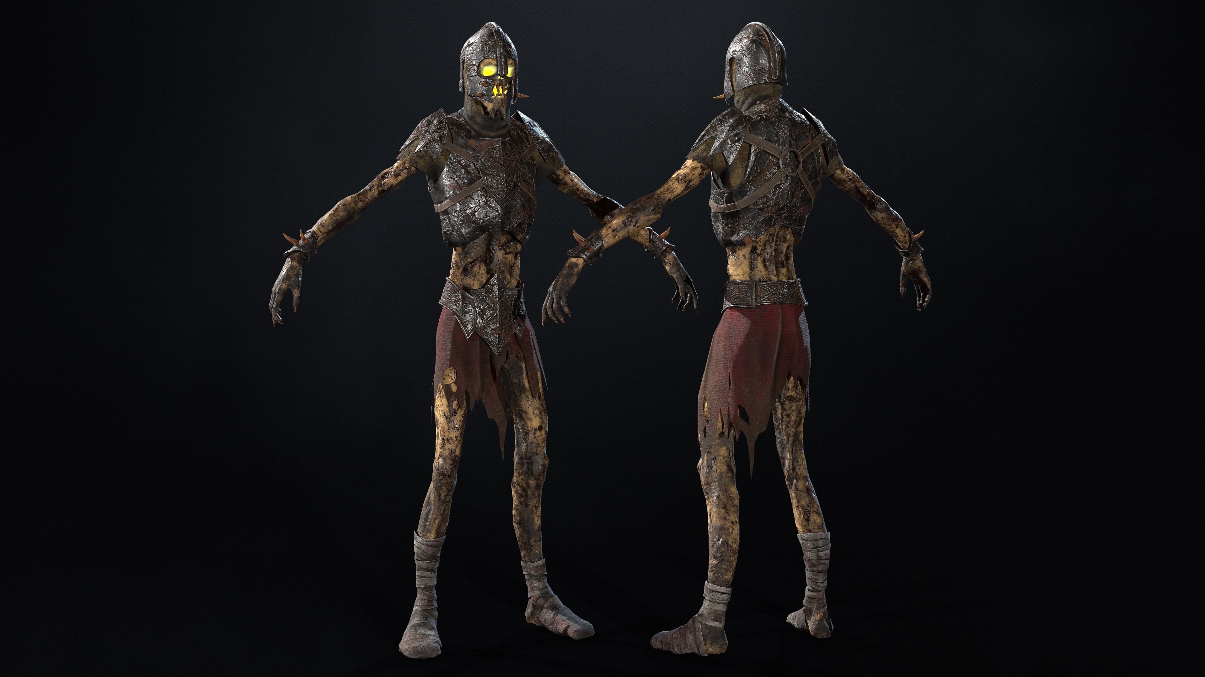 Skeleton soldier 1 RIGGED Low-poly 3D model_2