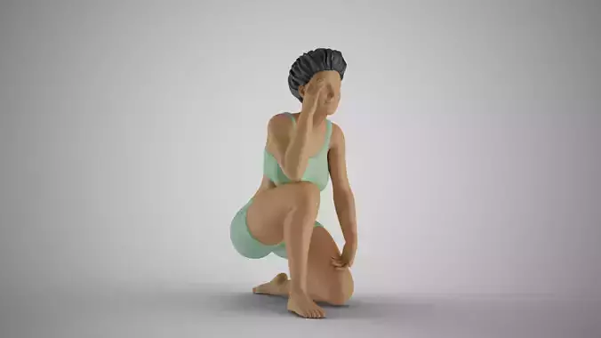 Woman Stand on One Knee