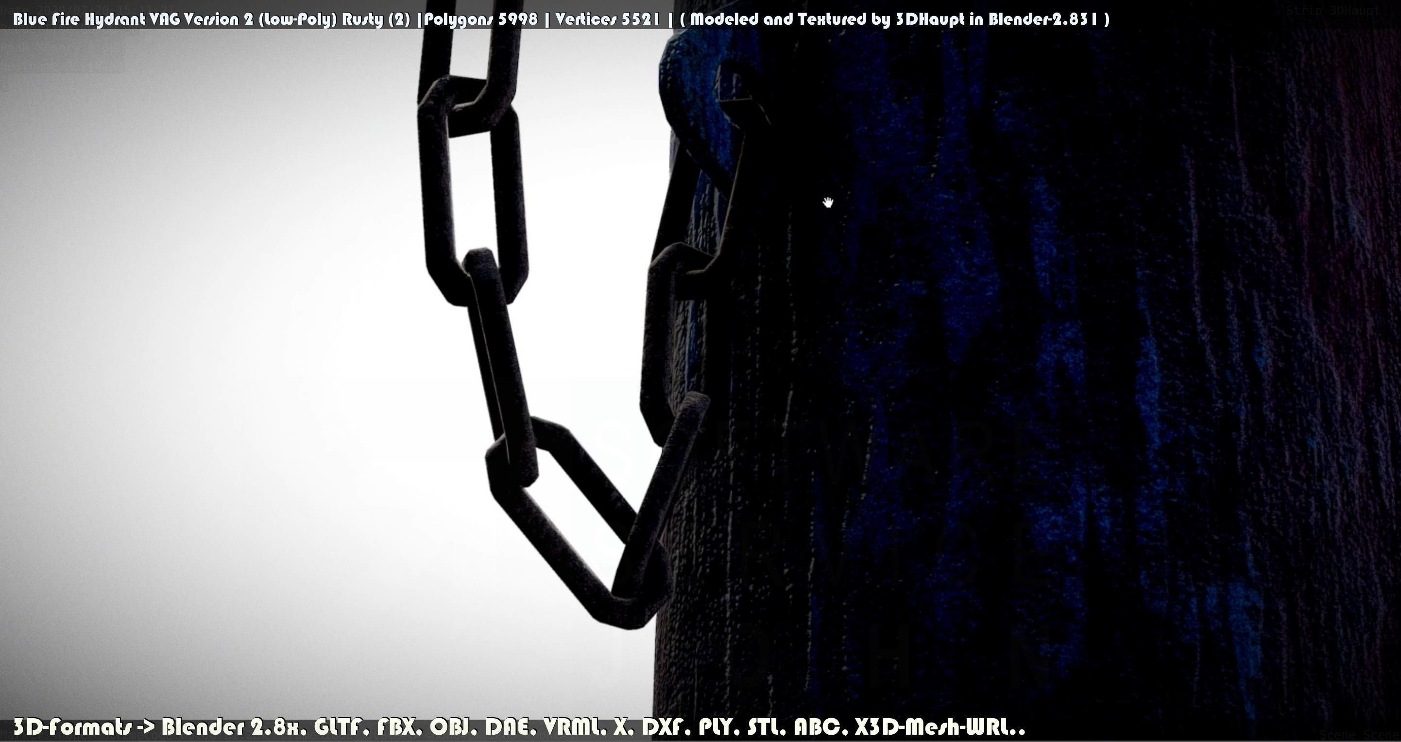 Blue Fire Hydrant VAG - Version 2 - Rusty 2 Low-poly 3D model_148