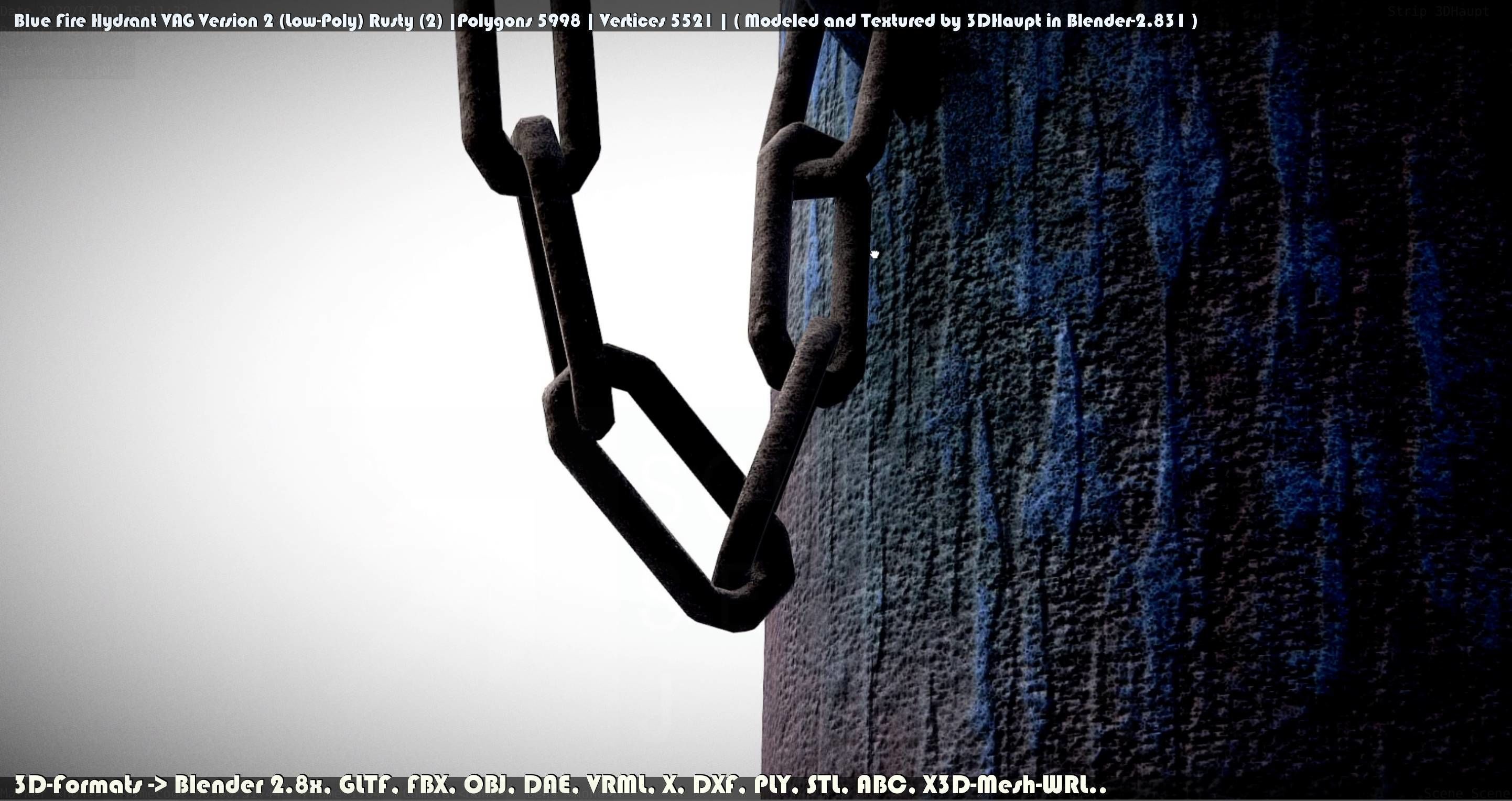 Blue Fire Hydrant VAG - Version 2 - Rusty 2 Low-poly 3D model_149