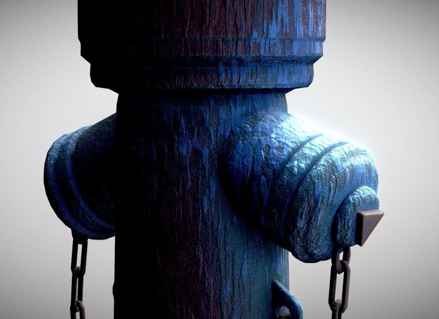 Blue Fire Hydrant VAG - Version 2 - Rusty 2 Low-poly 3D model_7