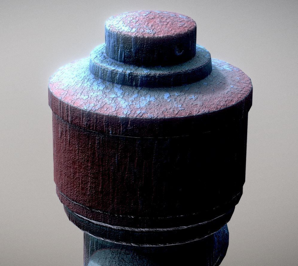 Blue Fire Hydrant VAG - Version 2 - Rusty 2 Low-poly 3D model_6