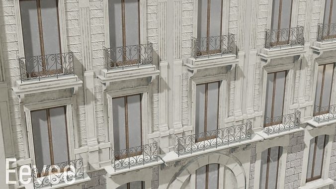 Modular Paris Haussmann Low-poly 3D model 7