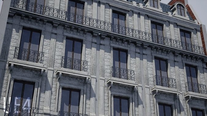 Modular Paris Haussmann Low-poly 3D model 2