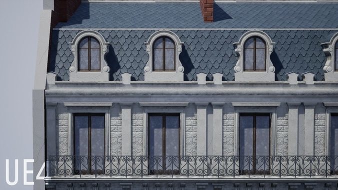 Modular Paris Haussmann Low-poly 3D model 4