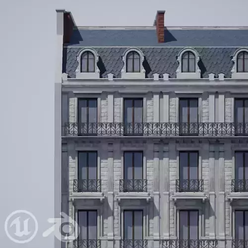 Modular Paris Haussmann Low-poly 3D model