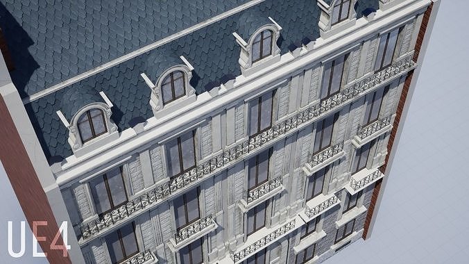 Modular Paris Haussmann Low-poly 3D model 3