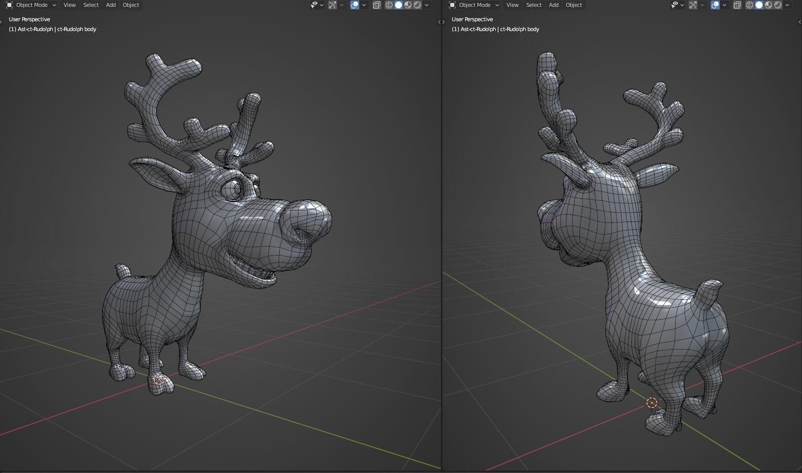 Rudolph -nosed reindeer Low-poly 3D model_4