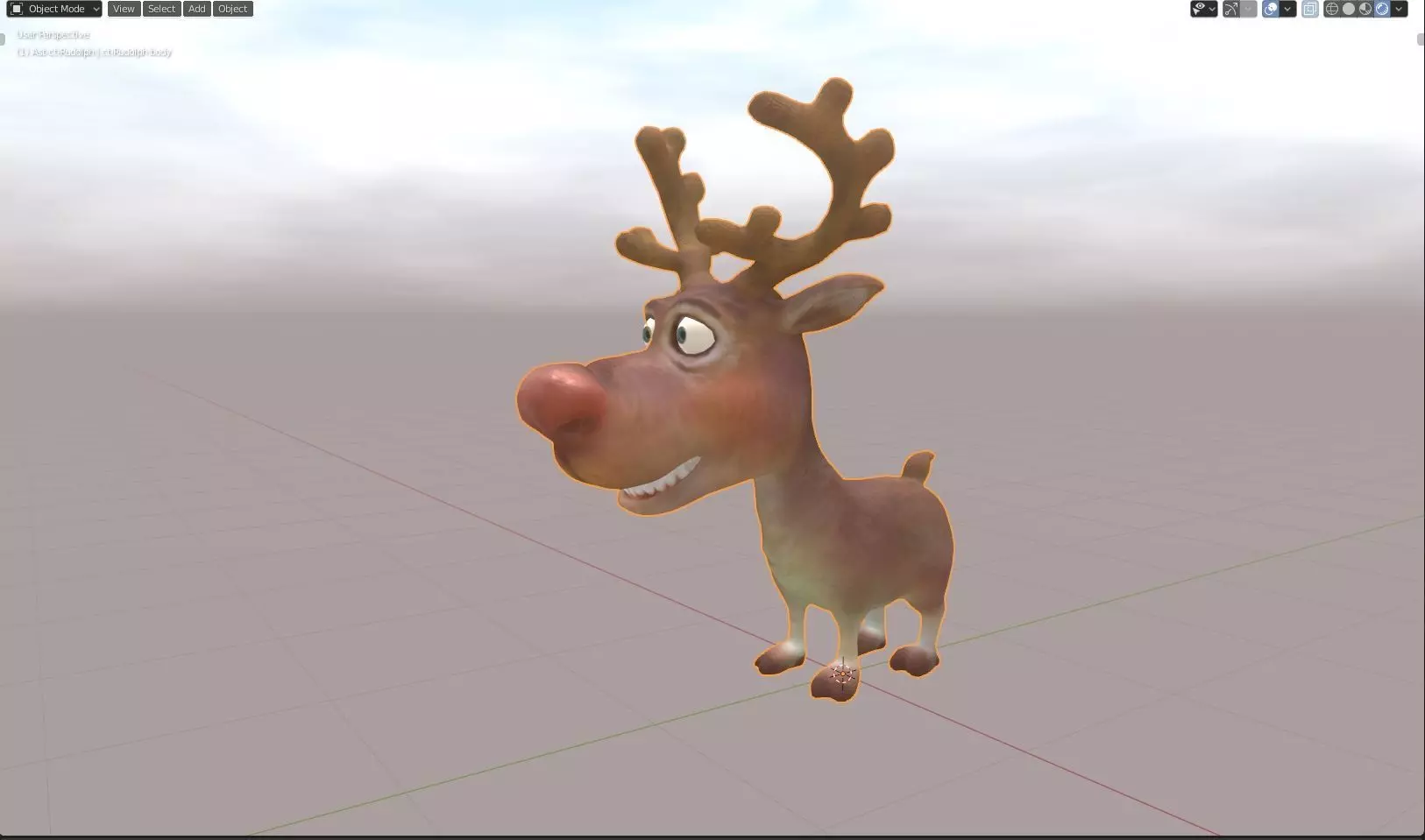 Rudolph -nosed reindeer Low-poly 3D model_0